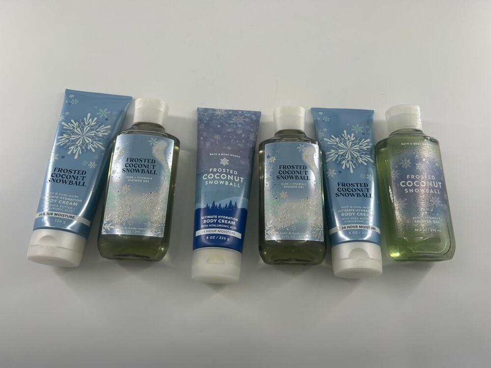 Bath and Body Works Lotion Body Wash Frosted Coconut Snowball Body Cream New